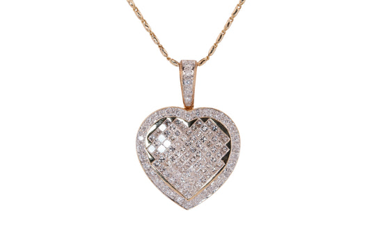 14K gold diamond heart pendant on 16-inch gold necklace